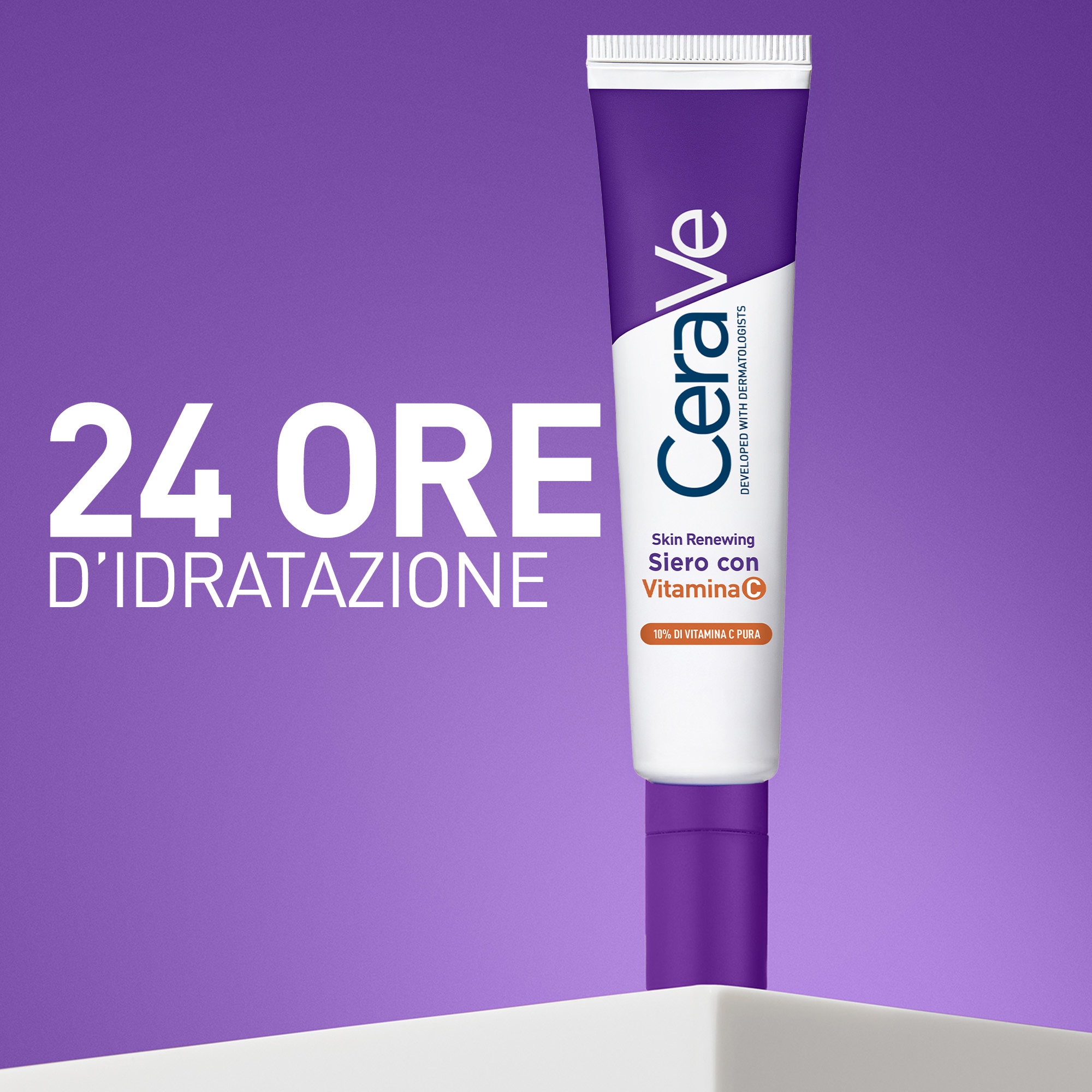 CeraVe Skin Renewing Siero Vitamina C, Con 10% Vitamina C Pura, 3 Ceramidi Essenziali, Acido Ialuronico e Vitamina B5, Per i Primi Segni dell'Età, 30 ml