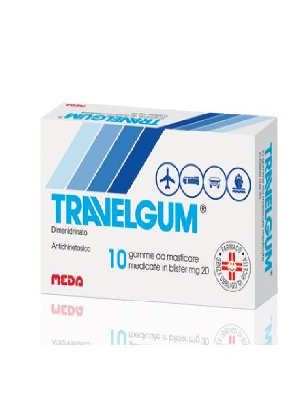 Travelgum 20 mg - Antichinetosico per malessere da viaggio - 10 gomme masticabili