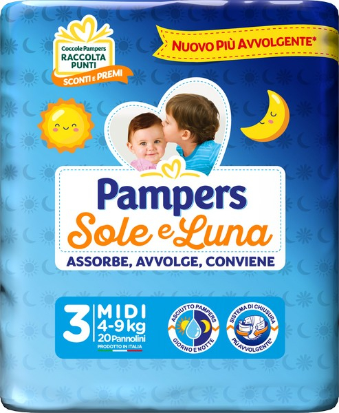 PAMPERS Sole&Luna - 20 pannolini Taglia 3 dai 4 ai 9 Kg