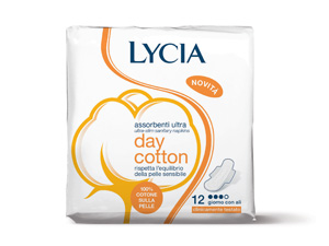 Lycia Day Cotton Assorbenti Ultra con le ali pelli sensibili 12 pezzi