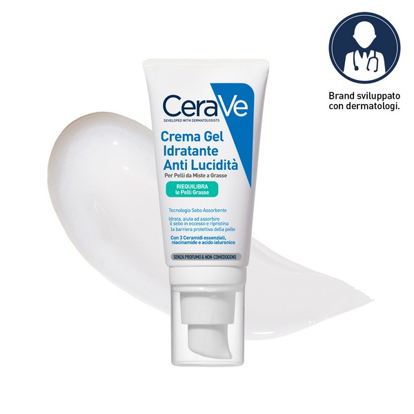 CeraVe Crema Gel Viso Idratante Anti-lucidità, Per Pelli da Miste a Grasse, con Tecnologia Sebo Assorbente, 50ml