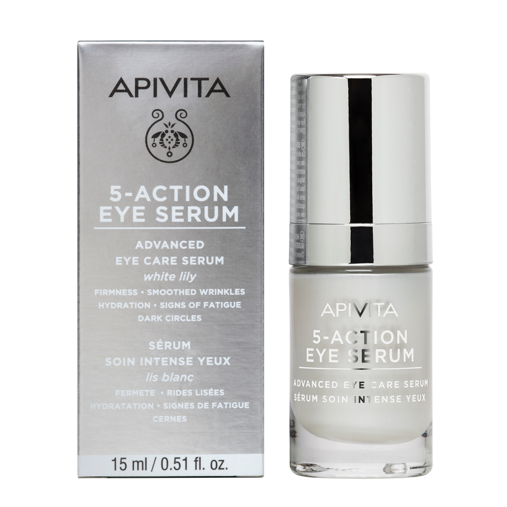 Apivita 5 Action Eye Serum - Siero 5 Azioni Idratante Anti-Rughe Per Borse E Occhiaie 15 ml
