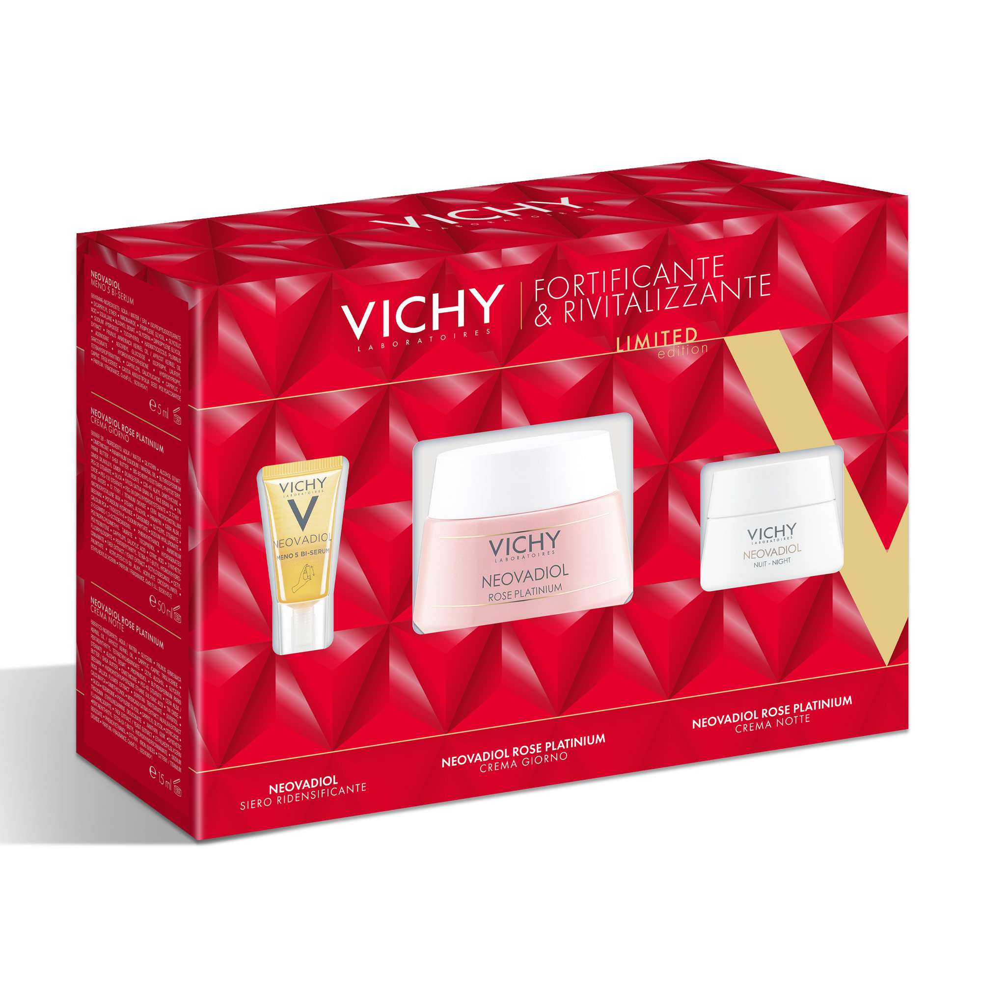 Vichy Cofanetto Regalo per Pelle Matura Fortificante & Rivitalizzante con Neovadiol Meno 5 Bi-Siero 10 ml + Neovadiol Rose Platinium Crema Giorno 50 ml + Neovadiol Rose Platinium Crema Notte 15 ml