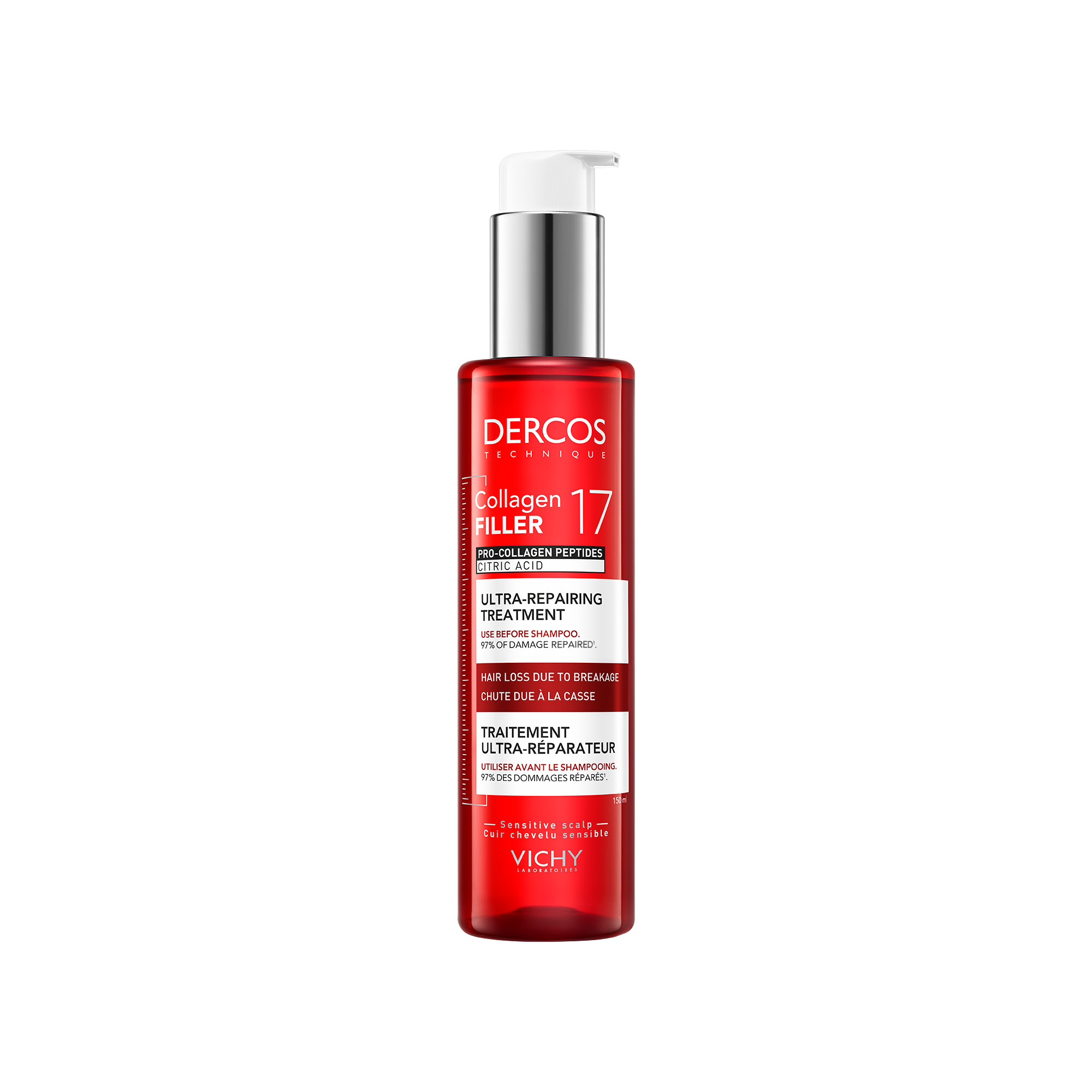 Vichy Dercos Collagen Filler 17 - Trattamento Pre-Shampoo Ultra-Riparatore 150 ml