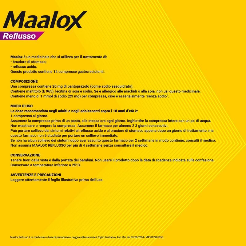 Maalox Reflusso 20 mg Pantoprazolo 14 Compresse
