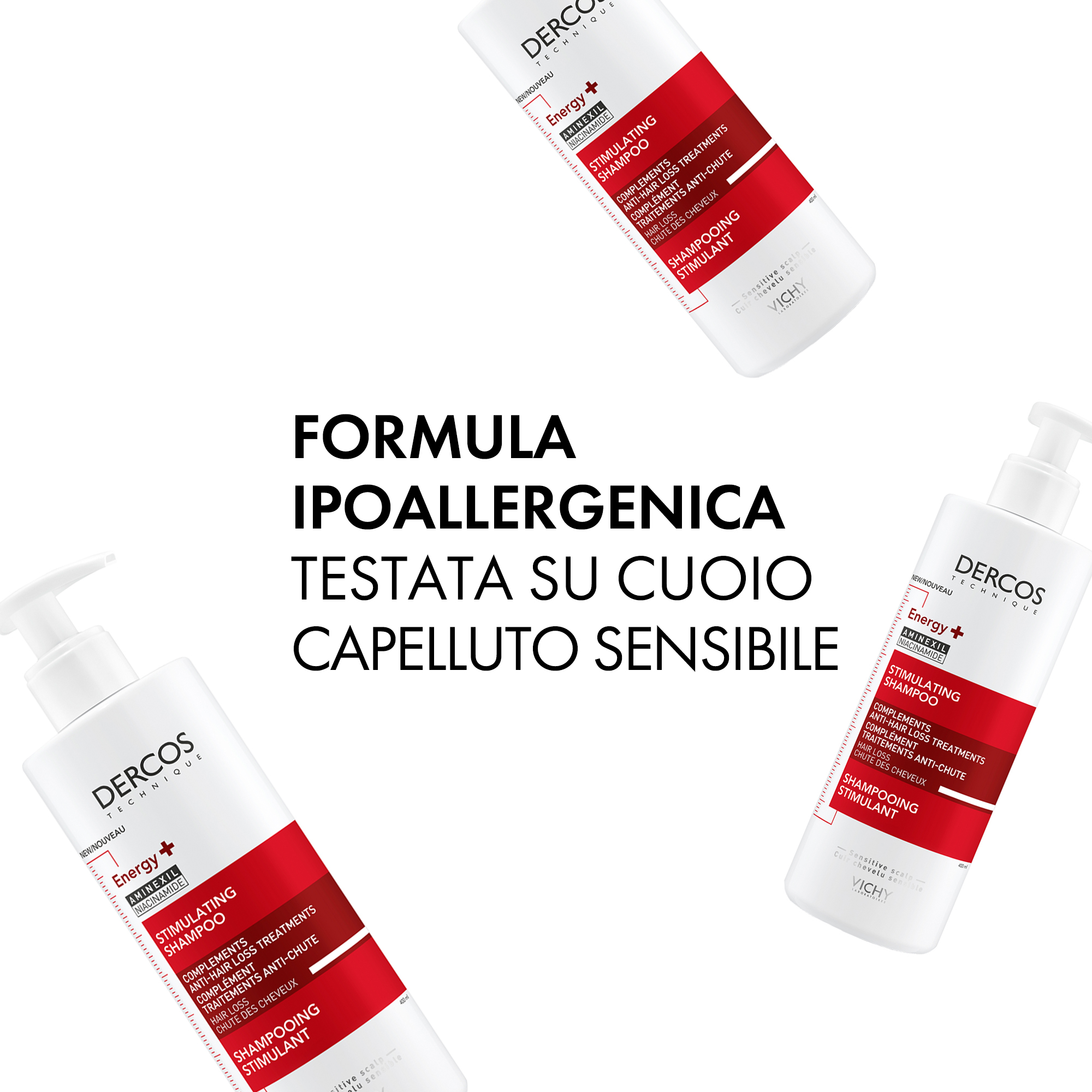 Vichy Dercos Shampoo stimolante Energy+ trattamento complementare anti-caduta 390 ml