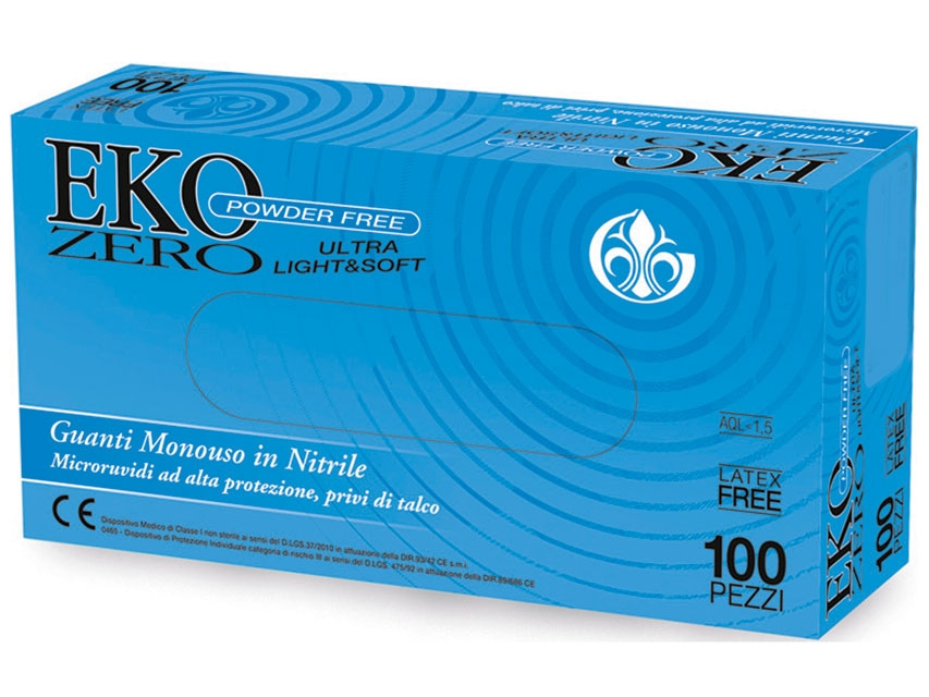 GUANTI NITRILE EKO ZERO POWDER FREE Pz.100 S