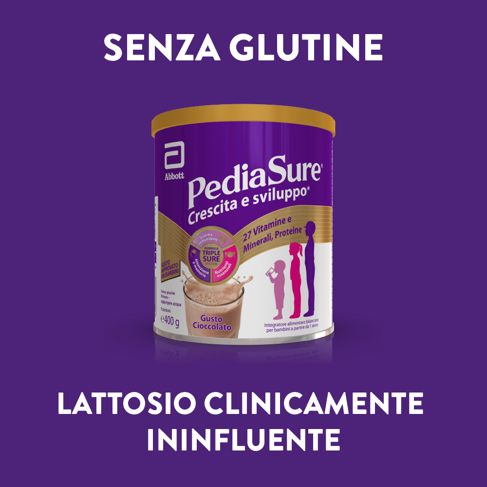 Pediasure Crescita E Sviluppo Integratore Multivitaminico Per Bambini Formato 400g Gusto Cioccolato