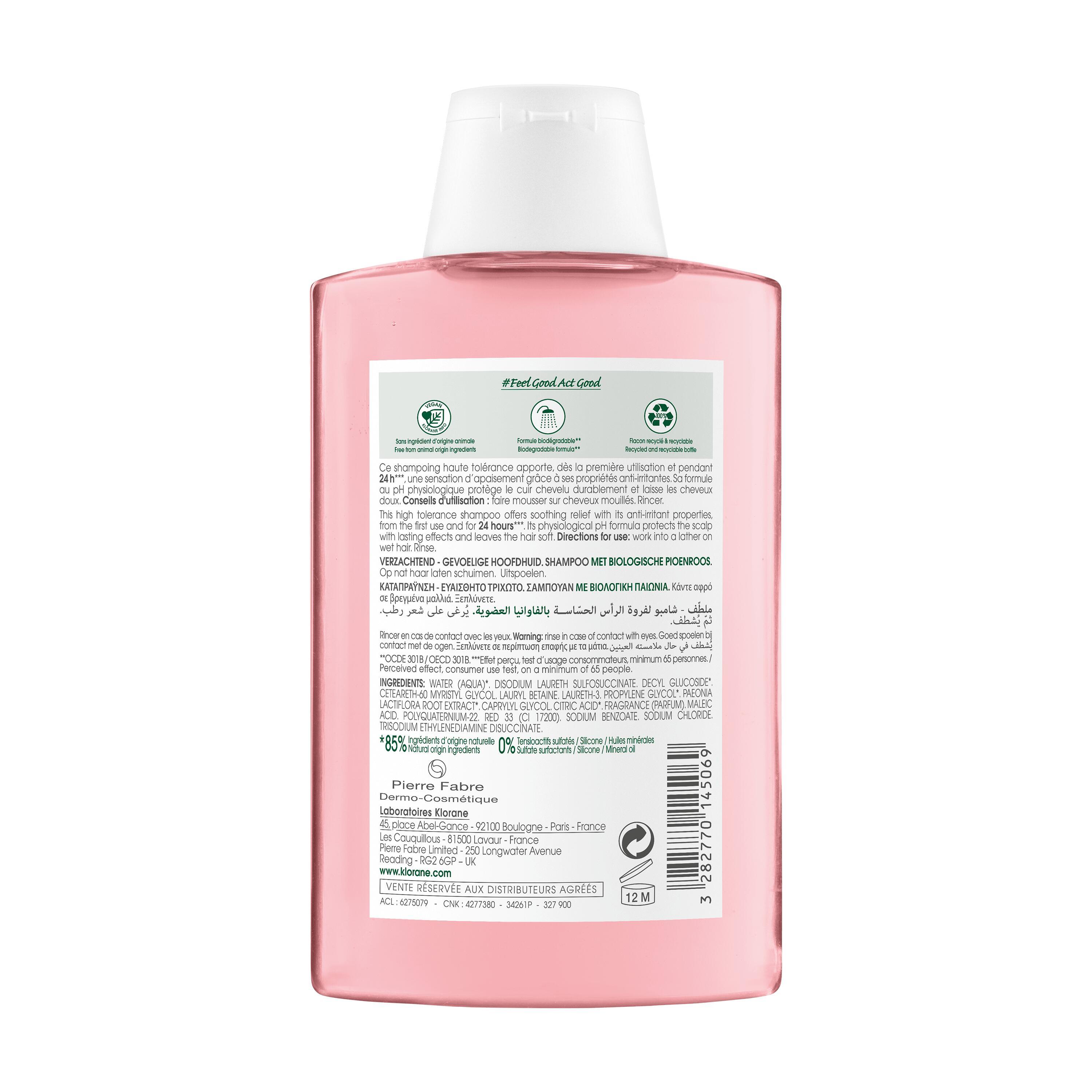 Klorane - Shampoo Lenitivo E Protettivo Alla Peonia Bio Per Cuoio Capelluto Sensibile 200 ml