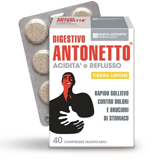 Digestivo Antonetto Acidità e Reflusso Integratore Limone 40 Compresse