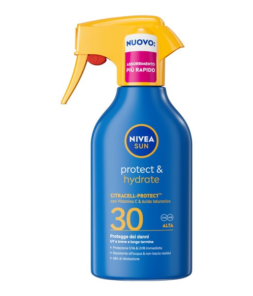 Nivea Sun Spray Solare Protect & Hydrate SPF30 270 ml, Crema solare 30 idratante per 48 ore
