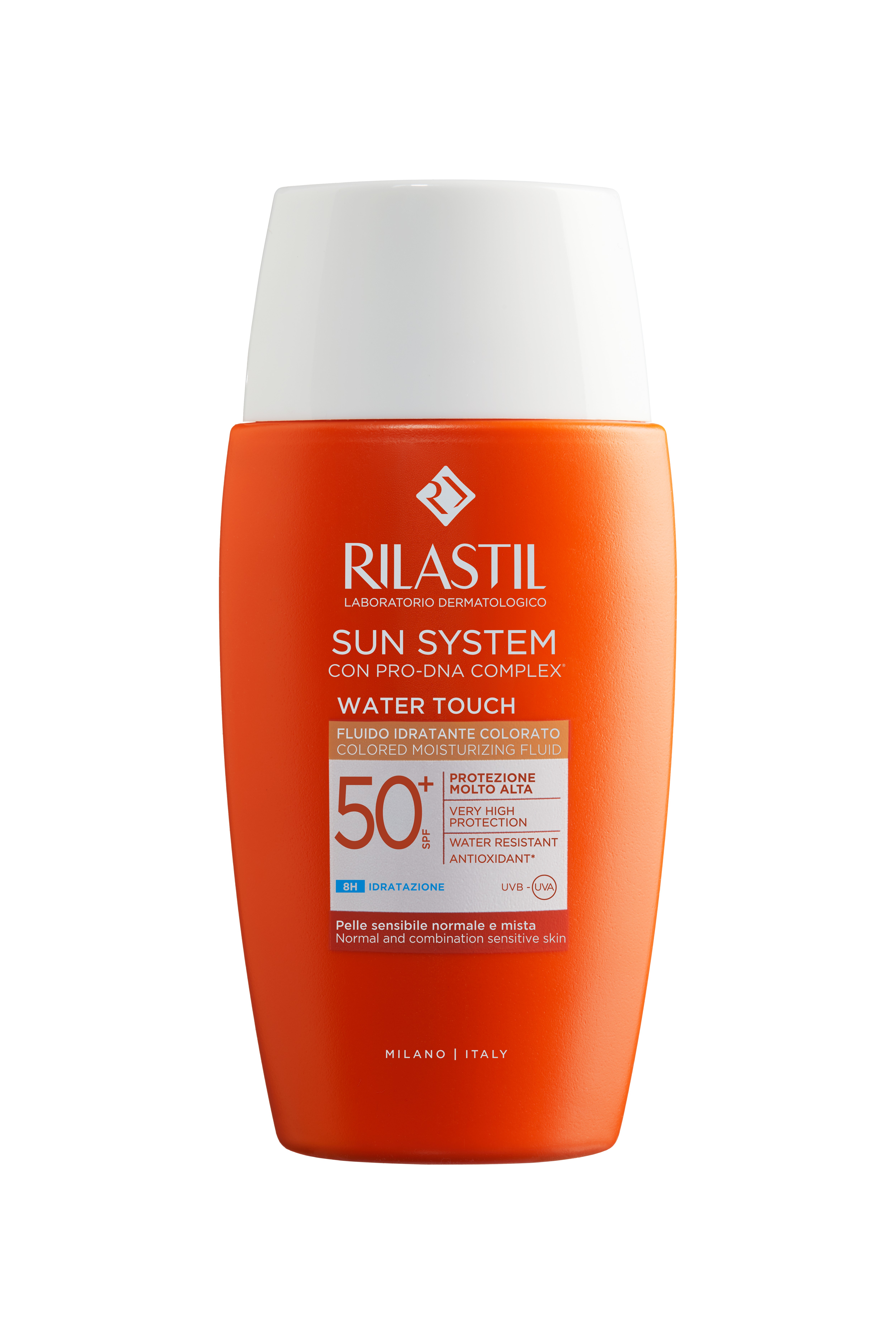 Rilastil Sun System Water Touch - Fluido Solare Idratante Colorato SPF50+ Viso 50 ml