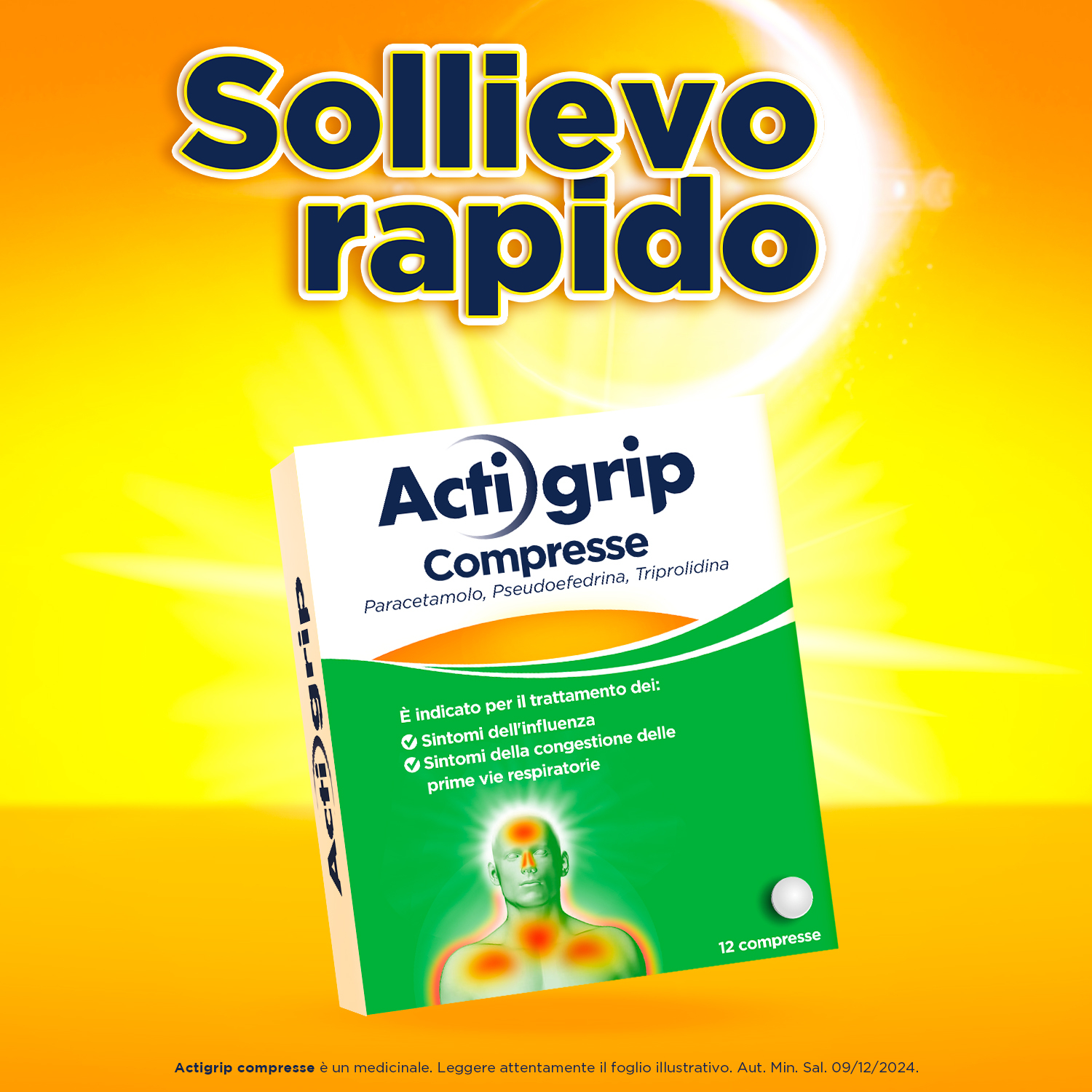 Actigrip 12 Compresse per Raffreddore Cefalea Mal di testa Febbre e Influenza