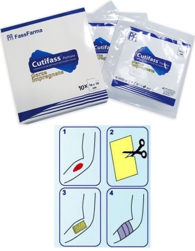 Cutifass Garza Impregnata Con Pomata 10 x 10 cm 10 Pezzi