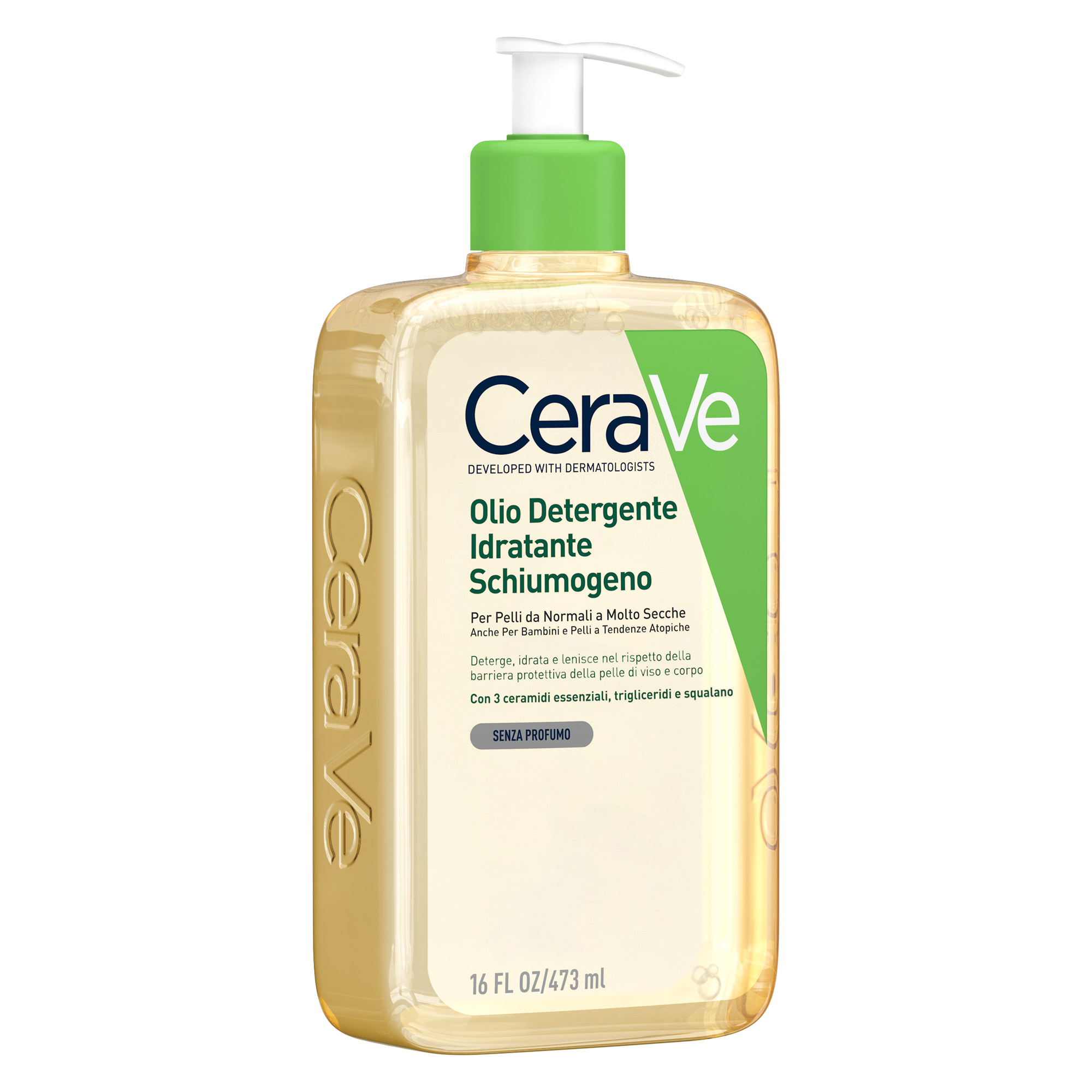 CeraVe Olio detergente idratante  Deterge, idrata e lenisce. Con 3 ceramidi essenziali, trigliceridi e squalene da olio di origine vegetale 473 ml