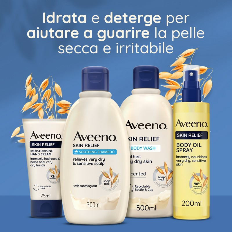 Aveeno Skin Relief Shampoo Lenitivo Per Prurito, Shampoo lenitivo e antiprurito, Shampoo delicato all'Avena per cute irritabile, Shampoo cute secca e sensibile ad alta tollerabilità, 300 ml