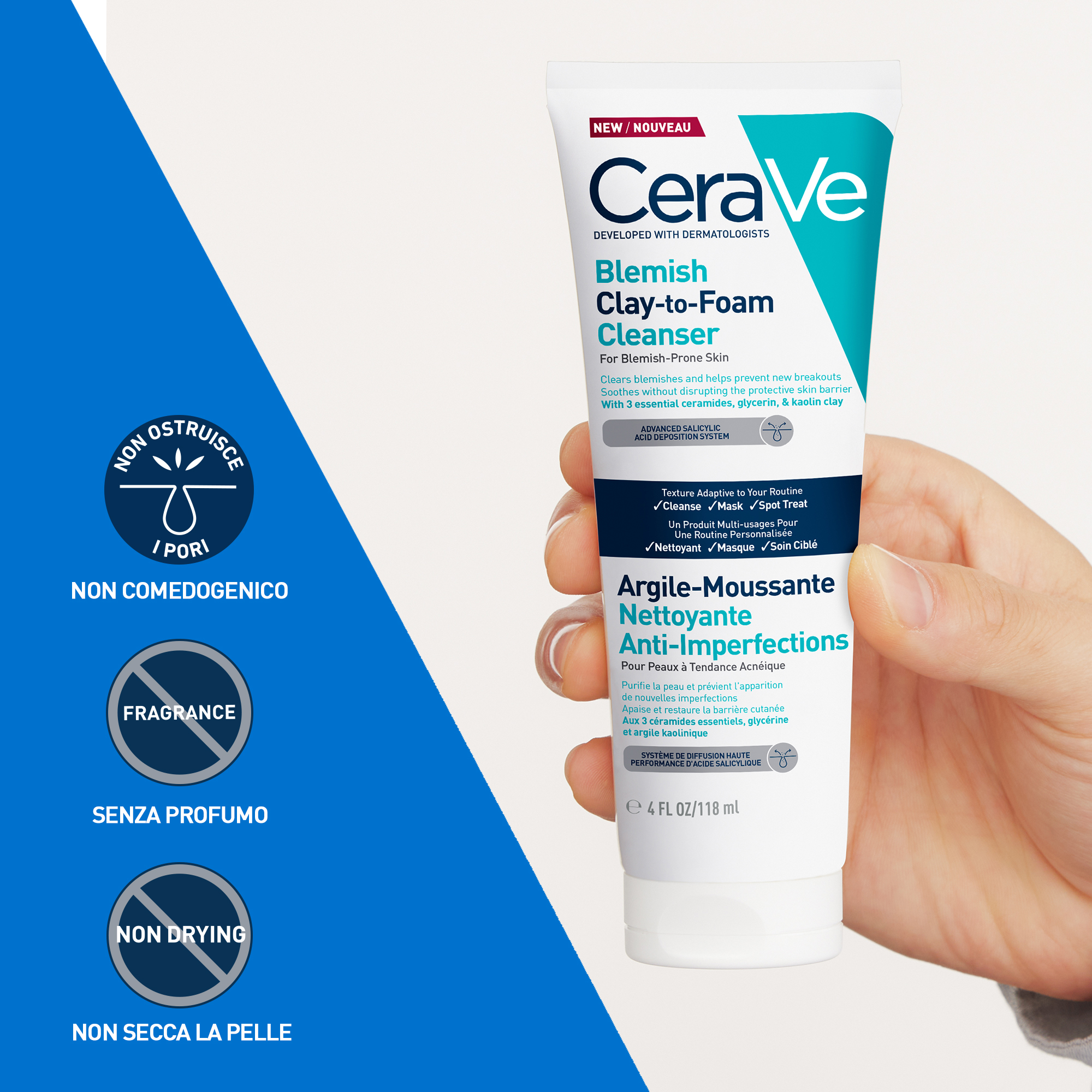 CeraVe - Detergente Maschera Controllo Imperfezioni Per Pelle A Tendenza Acneica 118 ml