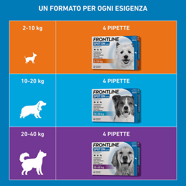 Frontline Spot On Cani x4 Pipette, Antiparassitario per Cani e Cuccioli (2-10Kg), Contro Pulci, Zecche E Pidocchi