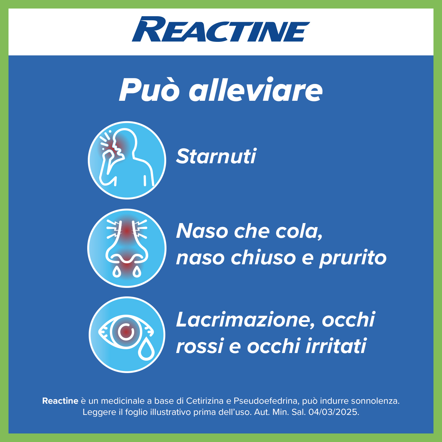 Reactine Allergia 6 Compresse Antistaminico Rinite Allergica e Rinorrea