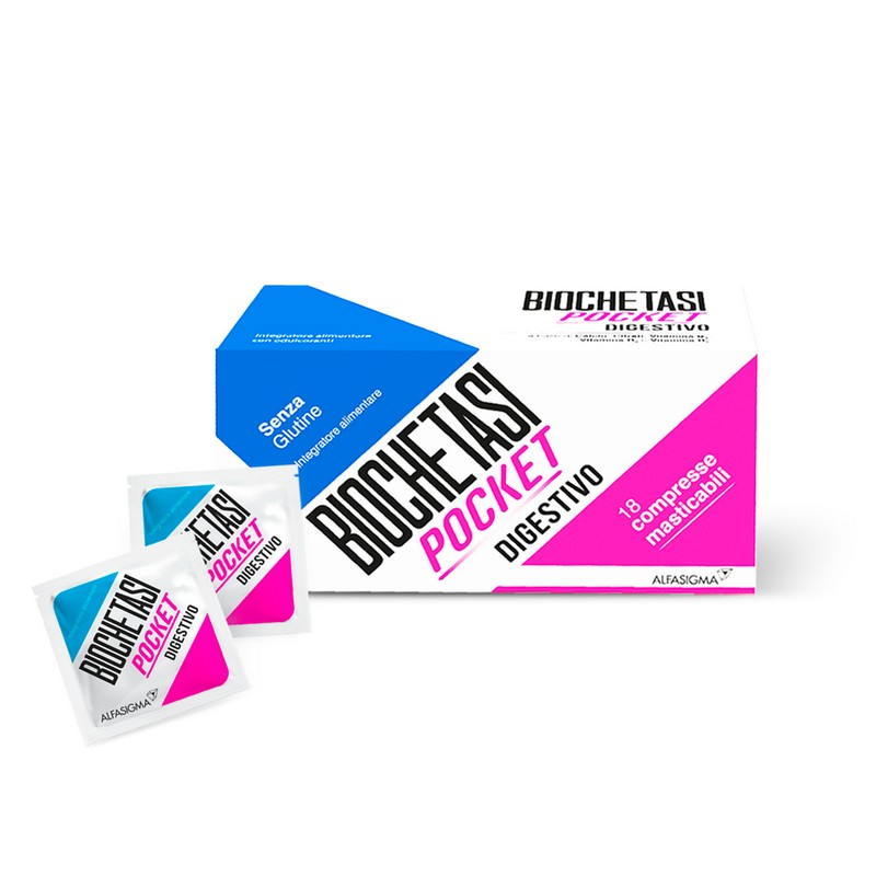 Biochetasi Pocket Integratore Digestivo, ideale in caso di acidità  e bruciore di stomaco - 18 Compresse Masticabili