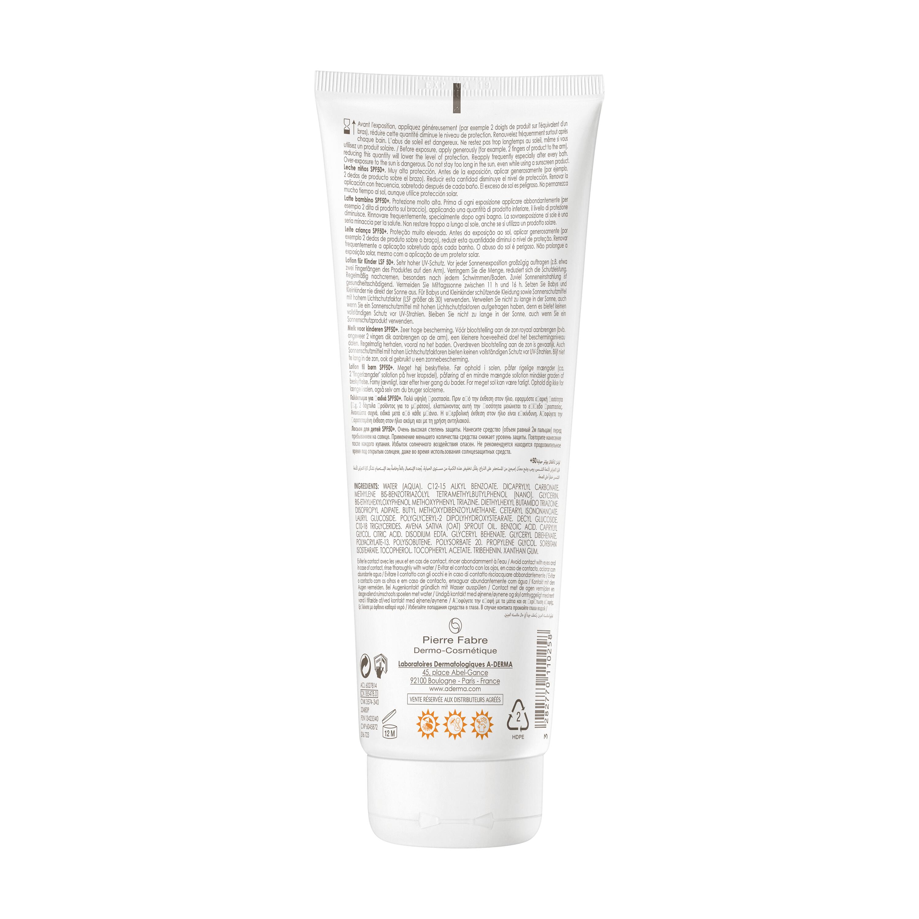 A-DERMA Protect Kids Latte Solare Bambino SPF 50+ 250ML