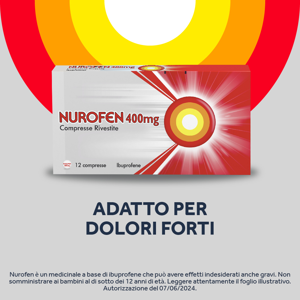 NUROFEN 400MG 12 CPR ibuprofene funzione antinfiammatoria e antidolorifica contro febbre, mal di testa,  dolori muscolari e articolari