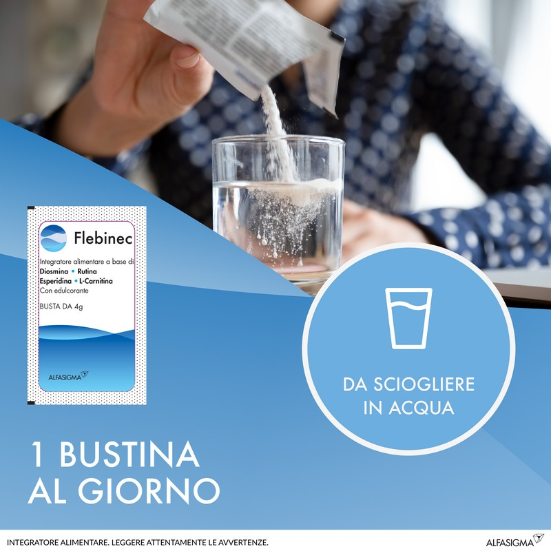 Flebinec - Integratore per tono venoso e drenaggio linfatico - 14 Bustine