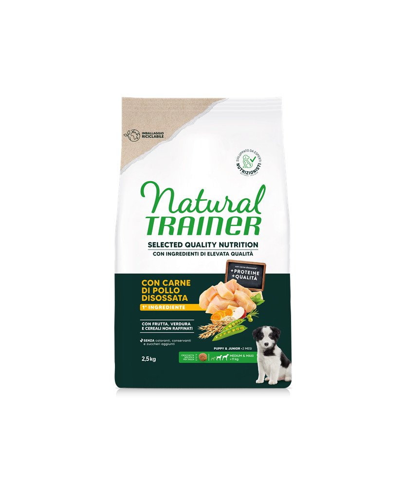 TRAINER NATURAL CANE SELECTED QUALITY NUTRITION MEDIUM/MAXI PUPPY POLLO 2,5KG