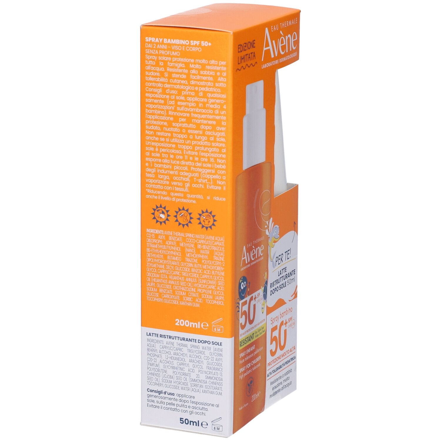 Eau Thermale Avene Solare Spray Bambino SPF50+ + Ristrutturante Doposole