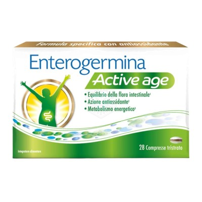 Enterogermina Active Age 28 compresse, Integratore con Probiotici (Fermenti Lattici), Ginkgo Biloba e Vitamina B12, Equilibrio Flora Intestinale, Azione Antiossidante, Riduzione Stanchezza 