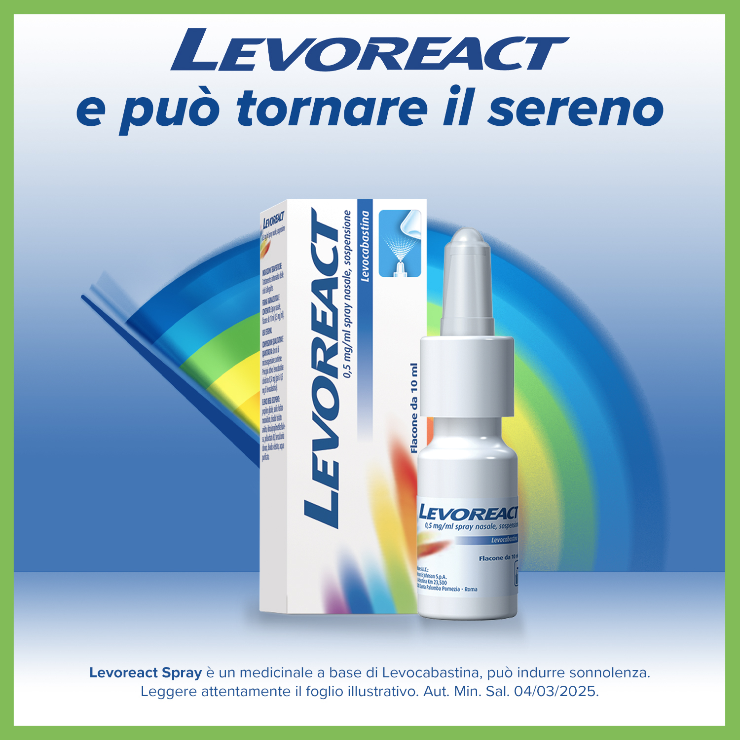 Levoreact Spray Nasale Antistaminico per Allergia Riniti Allergiche e Naso che Cola