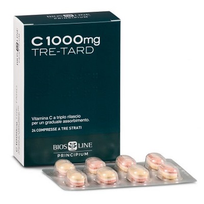 Principium C 1000 mg TRE-TARD Vitamina C Integratore Sistema Immunitario 24 Compresse