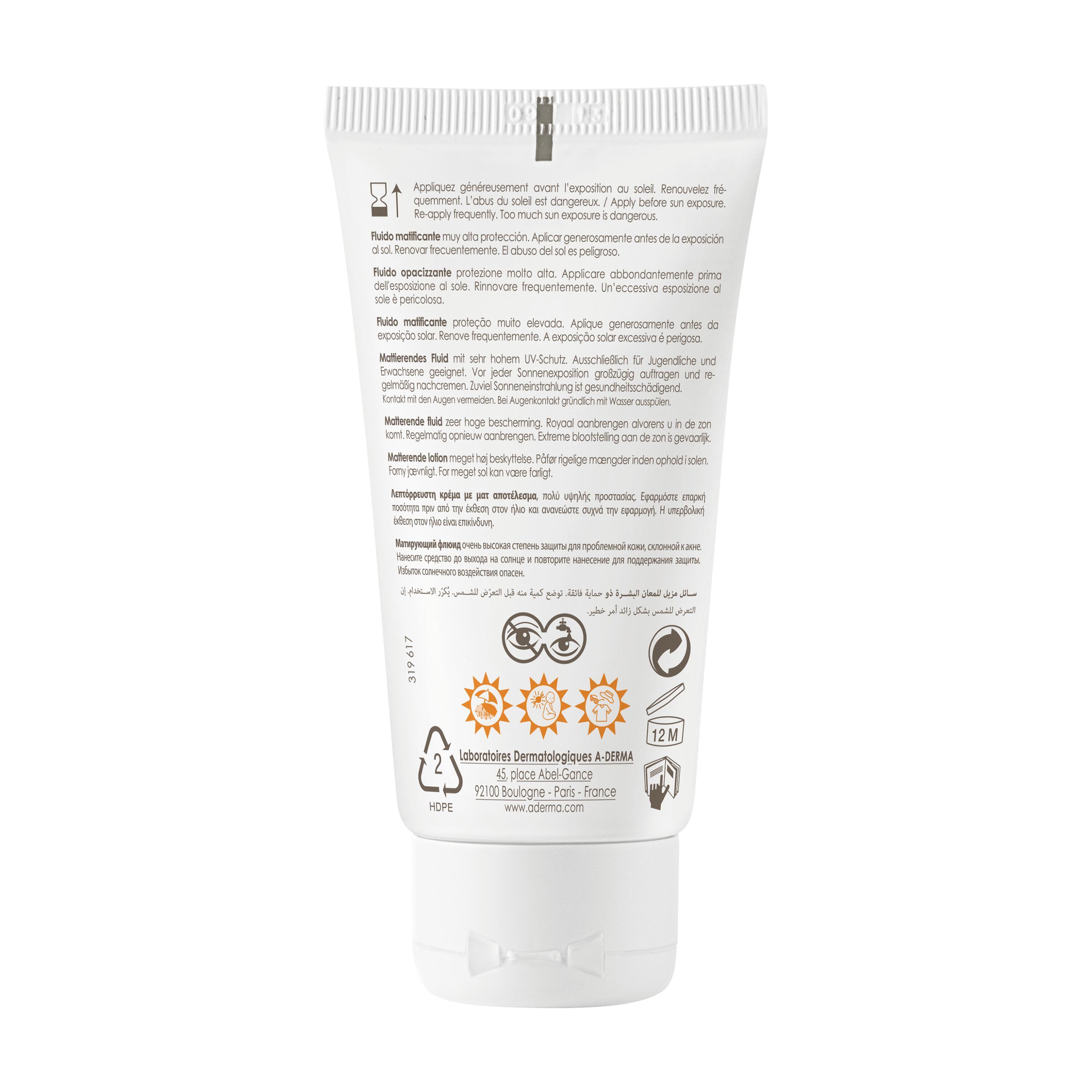 A-Derma Protect AC Fluido Solare Opacizzante SPF 50+ Tubo 40 ml
