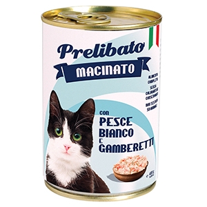 UNIPRO GATTO PRELIBATO MACINATO PESCE BIANCO GAMBERETTI 400GR (lattina)
