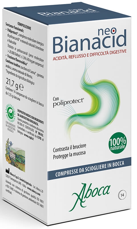 Aboca NeoBianacid - Acidità e Reflusso 14 Compresse Masticabili - DISPOSITIVO MEDICO Classe II a