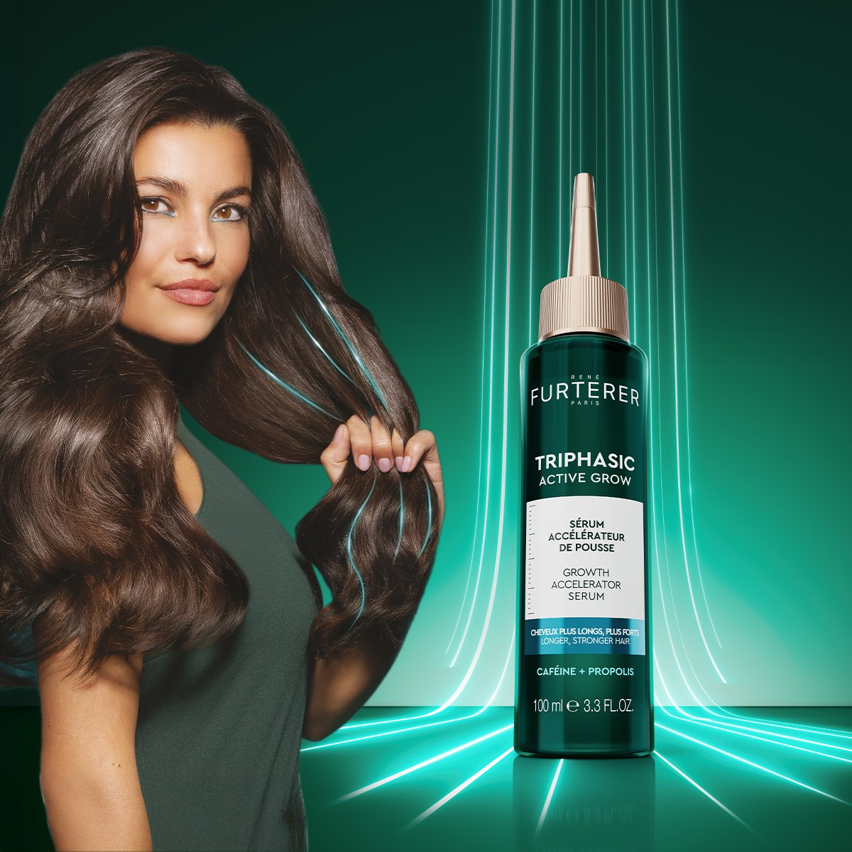 René Furterer Triphasic Active Grow  Siero acceleratore di crescita fisiologica, capelli più forti e lunghi, con cheratina e caffeina, 100 ml 