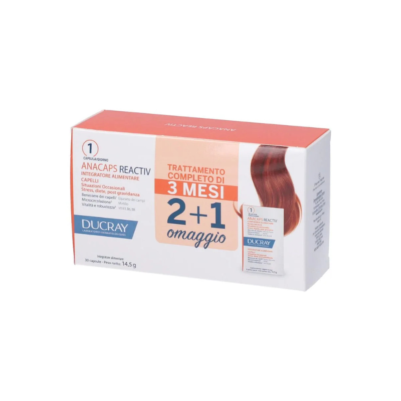 Ducray Anacaps Reactiv 3 Flaconi Da 30 Capsule - Integratore Per Capelli In Situazione Occasionale