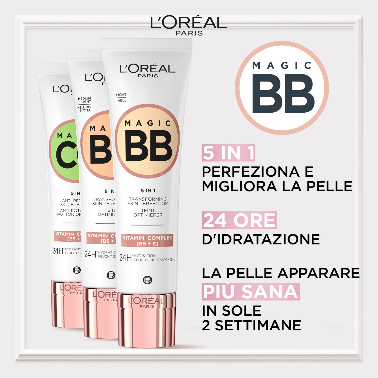 L'Oréal Paris MakeUp BB Cream C'est Magique, Crema Colorata Idratante e Uniformante, 02 Light, 30 ml
