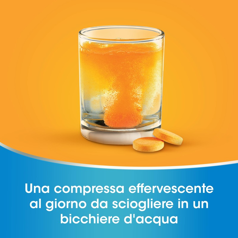 Redoxon Doppia Azione Integratore di Vitamina C e Zinco,  Supporta il Sistema Immunitario, Gusto Arancia e Mandarino, 15 Compresse Effervescenti