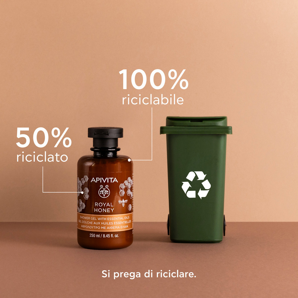 Apivita Royal Honey - Gel-Doccia Detergente Corpo Con Miele E Oli Essenziali Per Pelle Secca 250 ml