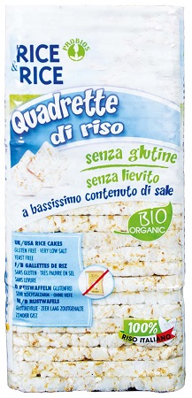 Rice&Rice Quadrette di Riso Senza Sale Gallette Biologiche Senza Glutine