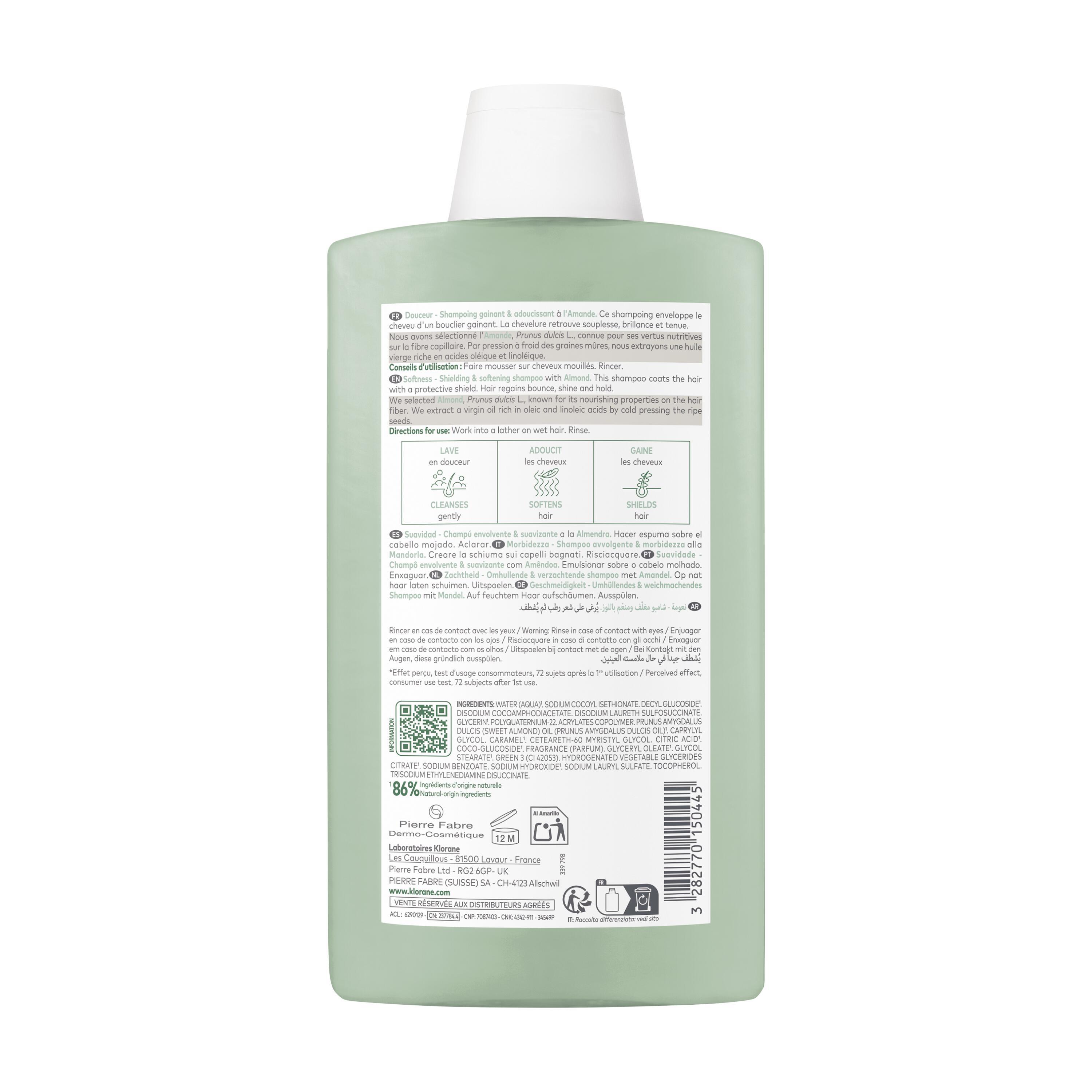 Klorane - Shampoo Avvolgente Alla Mandorla Per Tutti I Tipi Di Capelli 400 ml