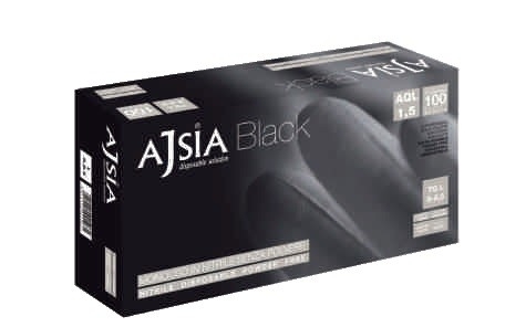 AJSIA GUANTO MONOUSO in NITRILE BLACK senza polvere Colore NERO 100 PEZZI