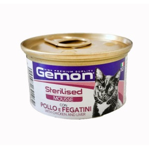GEMON GATTO STERILISED MOUSSE POLLO FEGATINI 85GR (lattina)