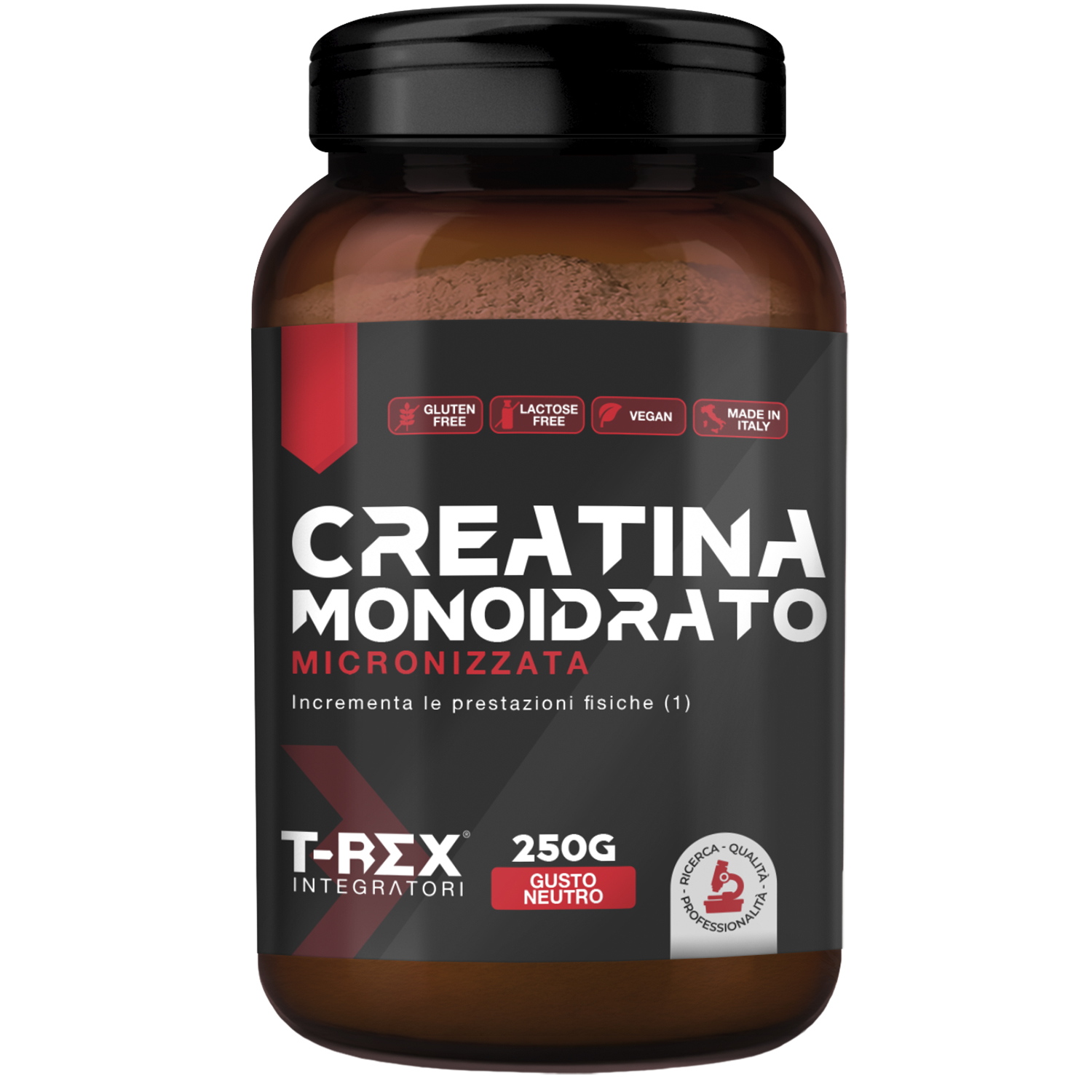 T-Rex Integratori Creatina Monoidrato Micronizzata Gusto Neutro 250 g - Integratore Di Creatina