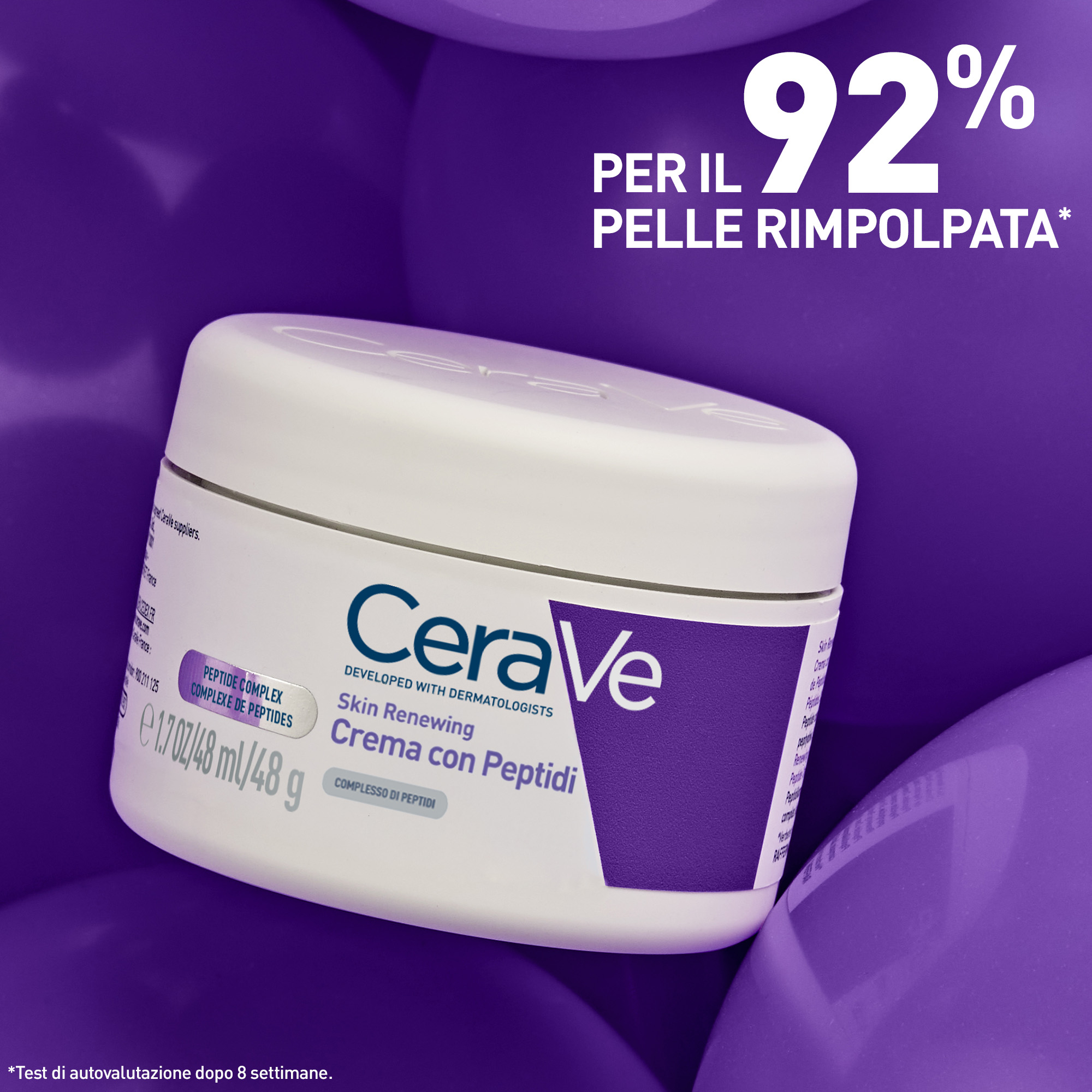 CeraVe Skin Renewing Crema Viso Peptidi, Con Complesso di Peptidi, 3 Ceramidi Essenziali e Niacinamide,  Per i Primi Segni dell'Età, 48g
