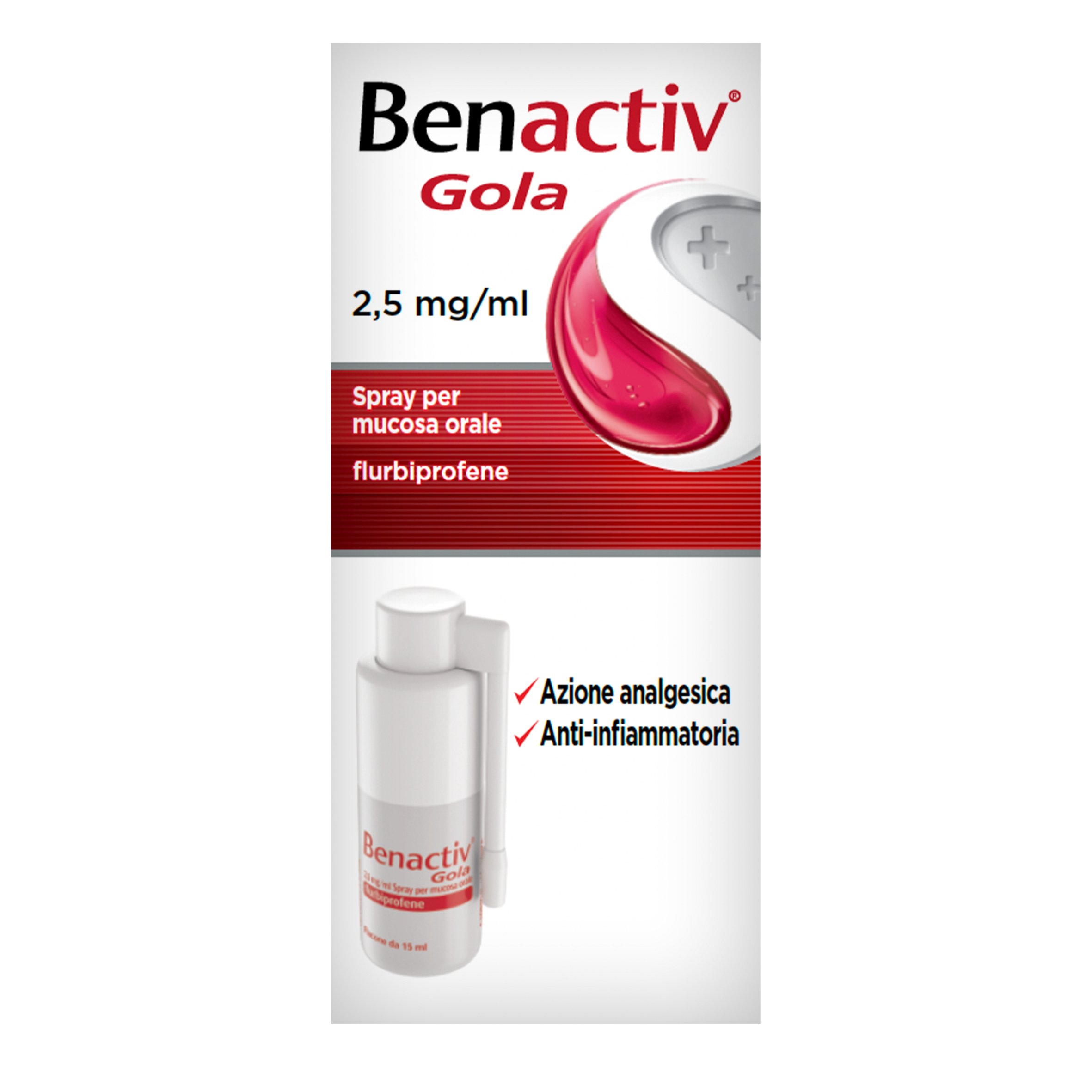 BENACTIV GOLA SPRAY 15 ML spray gola per mal di gola 
