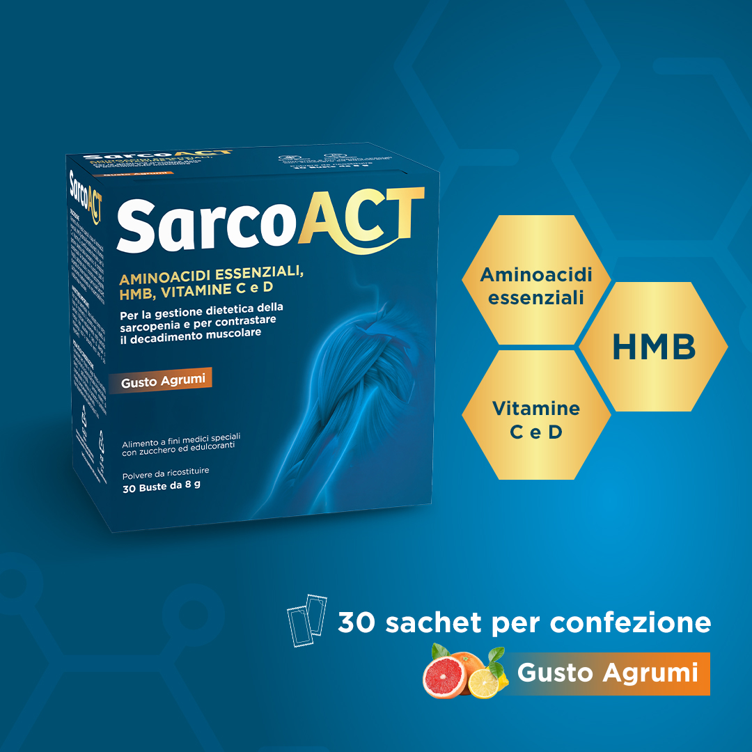 SarcoAct 30 Buste Da 8 g Gusto Agrumi - Alimento A Fini Medici Speciali
