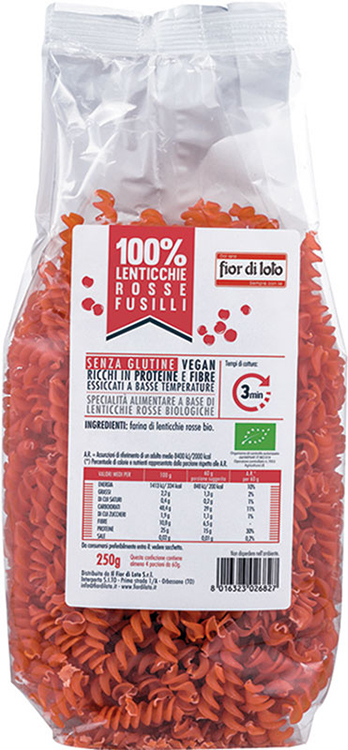 Fior di Loto Fusilli di Lenticchie Rosse Senza Glutine Bio 250 g