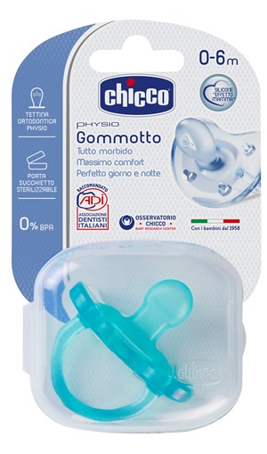 Chicco Physio Soft Gommotto Ciuccio Blu in Silicone 0-6m+